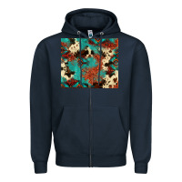 Navy Serape Turquoise Glitter Cowhide  Tooled Leather  Tumbler Zipper Hoodie - FaDigitalArtStudio