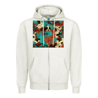 Oatmeal Heather Serape Turquoise Glitter Cowhide  Tooled Leather  Tumbler Zipper Hoodie - FaDigitalArtStudio