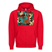 Red Serape Turquoise Glitter Cowhide  Tooled Leather  Tumbler Zipper Hoodie - FaDigitalArtStudio