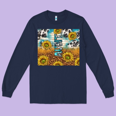 Aunt Sunflower Leopard Glitter Long Sleeve Tee Designed By Tumblerdesignbyshophia