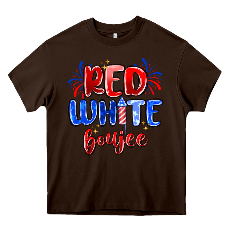 Red White Boujee Heavy Core Tee by MaliasSmallBusiness | Teevron