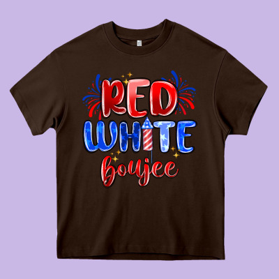 Red White Boujee Heavy Core Tee Designed By Maliassmallbusiness