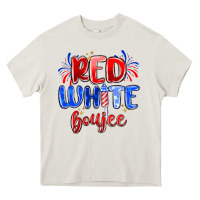 Cream red white boujee Heavy Core Tee - MaliasSmallBusiness