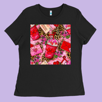 Valentines Day Coffee Cups And Love Letter With Xoxo And Leopard Seaml Ladies Tee Designed By Bundleandbundleshop