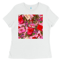 White valentines day coffee cups and love letter with xoxo and leopard seaml Ladies Tee - BundleAndBundleShop