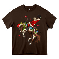 Chocolate Brown christmas cowboy santa Heavy Core Tee - MaliasSmallBusiness