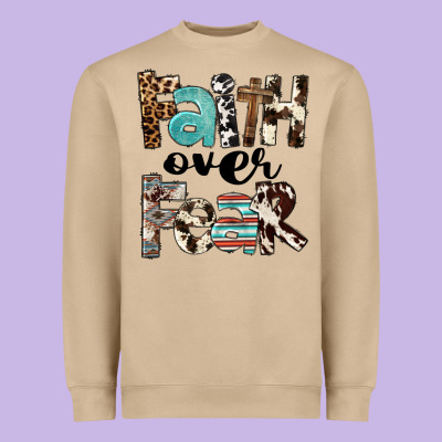 Western Faith Over Fear Heavyweight Sweatshirt Designed By Fadigitalartstudio