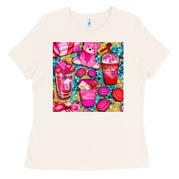 Bone valentines day with love coffee cups  seamless pattern bbs Ladies Tee - BundleAndBundleShop