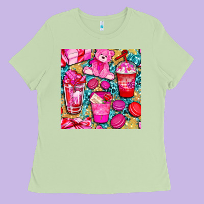 Valentines Day With Love Coffee Cups  Seamless Pattern Bbs Ladies Tee Designed By Bundleandbundleshop