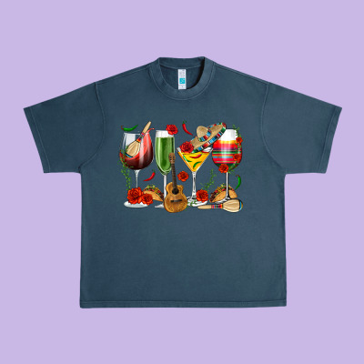 Mexico Wine Glasses Urban Heavy Tee Designed By Texasbilliewilder