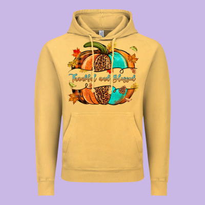 Pumpkin Thankful And Blessed Vintage Hoodie Designed By Nancycooperartshop