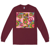 Burgundy peace love hippie daisy Long Sleeve Tee - TumblerDesignByShophia