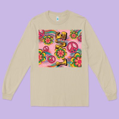 Peace Love Hippie Daisy Long Sleeve Tee Designed By Tumblerdesignbyshophia