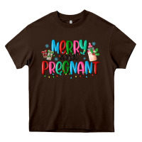 Chocolate Brown merry and pregnant Heavy Core Tee - MaliasSmallBusiness