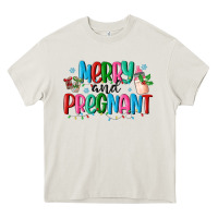 Cream merry and pregnant Heavy Core Tee - MaliasSmallBusiness