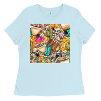 Baby Blue western cowgirl coffee cup with cowhide seamless pattern bbs Ladies Tee - BundleAndBundleShop
