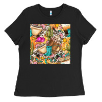 Black western cowgirl coffee cup with cowhide seamless pattern bbs Ladies Tee - BundleAndBundleShop
