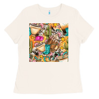 Bone western cowgirl coffee cup with cowhide seamless pattern bbs Ladies Tee - BundleAndBundleShop