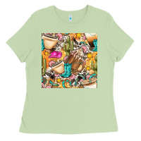 Matcha western cowgirl coffee cup with cowhide seamless pattern bbs Ladies Tee - BundleAndBundleShop