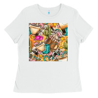White western cowgirl coffee cup with cowhide seamless pattern bbs Ladies Tee - BundleAndBundleShop