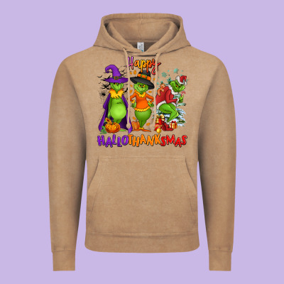 Happy Hallothanksmas Vintage Hoodie Designed By Nancycooperartshop