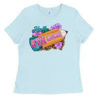Baby Blue hello 4th grade Ladies Tee - RanaPortraitStore