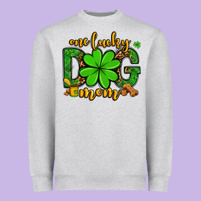 One Lucky Dog Mom St. Patrick's Heavyweight Sweatshirt Designed By Oliviacreatesart