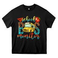 Black school bus monitor Heavy Core Tee - NancyCooperArtShop