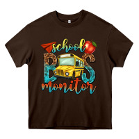 Chocolate Brown school bus monitor Heavy Core Tee - NancyCooperArtShop