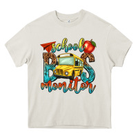 Cream school bus monitor Heavy Core Tee - NancyCooperArtShop