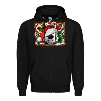 Black Soccer Ball Christmas With Hat And Candy Cane Zipper Hoodie - FaDigitalArtStudio