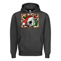 Charcoal Heather Soccer Ball Christmas With Hat And Candy Cane Zipper Hoodie - FaDigitalArtStudio