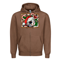 Chestnut Soccer Ball Christmas With Hat And Candy Cane Zipper Hoodie - FaDigitalArtStudio
