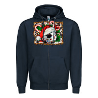 Navy Soccer Ball Christmas With Hat And Candy Cane Zipper Hoodie - FaDigitalArtStudio
