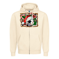 Sandshell Soccer Ball Christmas With Hat And Candy Cane Zipper Hoodie - FaDigitalArtStudio