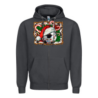 Smoke Soccer Ball Christmas With Hat And Candy Cane Zipper Hoodie - FaDigitalArtStudio