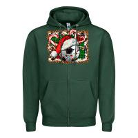 Sports Green Soccer Ball Christmas With Hat And Candy Cane Zipper Hoodie - FaDigitalArtStudio