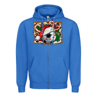True Royal Soccer Ball Christmas With Hat And Candy Cane Zipper Hoodie - FaDigitalArtStudio
