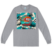 Heather Grey hot mess boy mama with fire Long Sleeve Tee - TumblerDesignByShophia