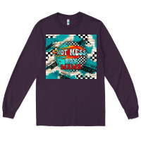 Plum hot mess boy mama with fire Long Sleeve Tee - TumblerDesignByShophia