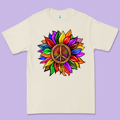 Pride Lgbtq+ Sunflower With Peace Premium Tee Designed By Bundleandbundleshop