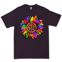 Plum Pride LGBTQ+ Sunflower With Peace Premium Tee - BundleAndBundleShop