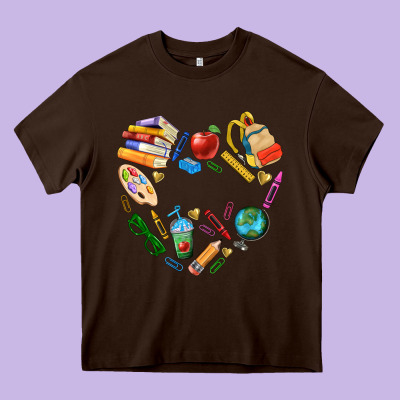 Teacher Heart Custom Heavy Core Tee Designed By Nancycooperartshop