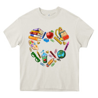 Cream teacher heart custom Heavy Core Tee - NancyCooperArtShop