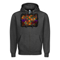 Charcoal Heather halloween pumpkin background Zipper Hoodie - BundleAndBundleShop