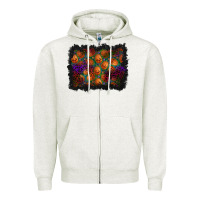 Oatmeal Heather halloween pumpkin background Zipper Hoodie - BundleAndBundleShop
