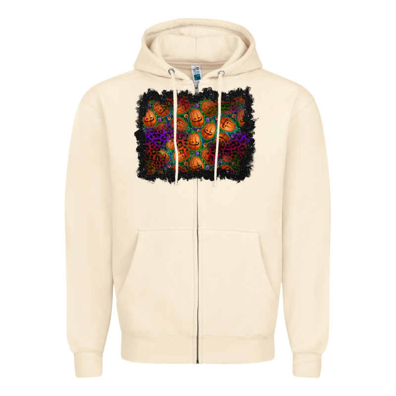 Halloween Pumpkin Background Zipper Hoodie by BundleAndBundleShop | Teevron
