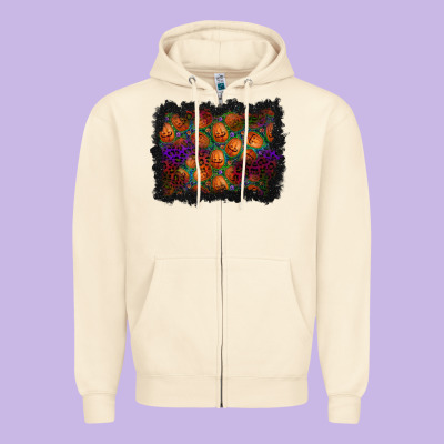 Halloween Pumpkin Background Zipper Hoodie Designed By Bundleandbundleshop