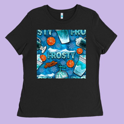 Winter Frosty Coffee Cups And Snow Seamless Pattern Bbs Ladies Tee Designed By Bundleandbundleshop