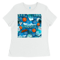 White winter frosty coffee cups and snow seamless pattern bbs Ladies Tee - BundleAndBundleShop